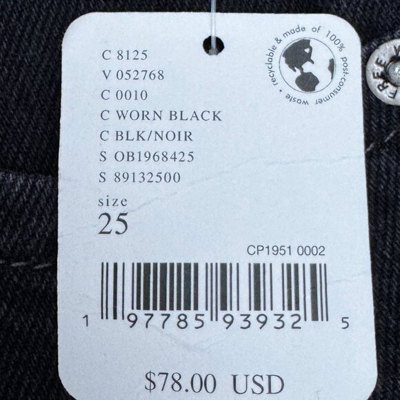 NWT Free People We The Free Ghost Town High Rise Long Short in Worn Black Sz 25 - Picture 6 of 10